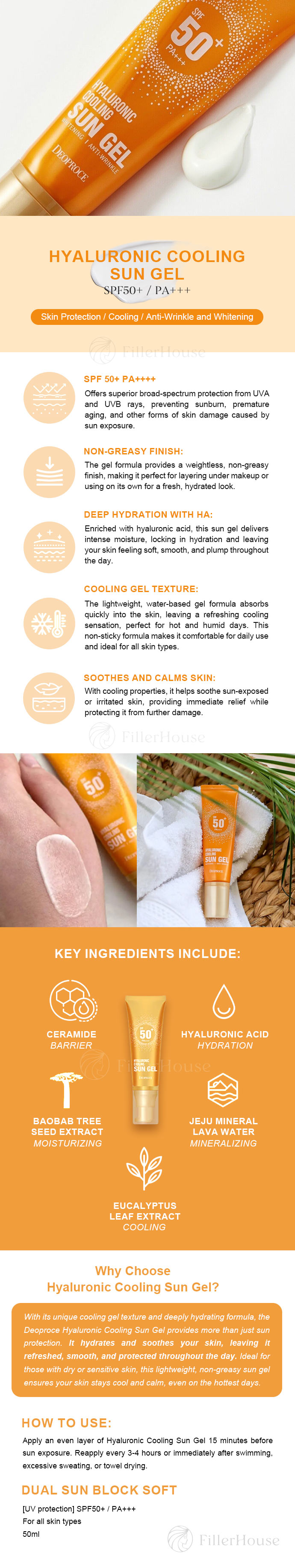 Hyaluronic cooling sun gel